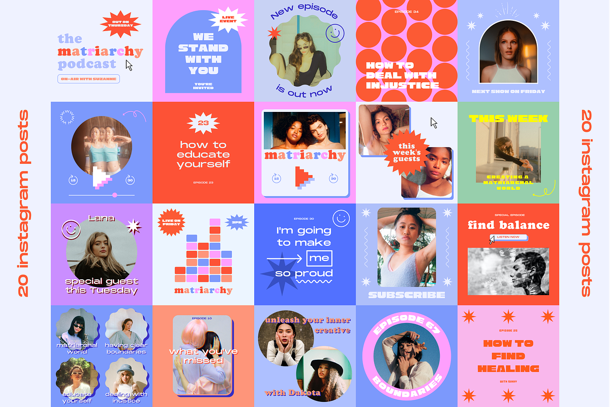 Matriarchy Canva Retro Podcast Insta, a Social Media Template by Luna Studio (Photo 4 of 7)