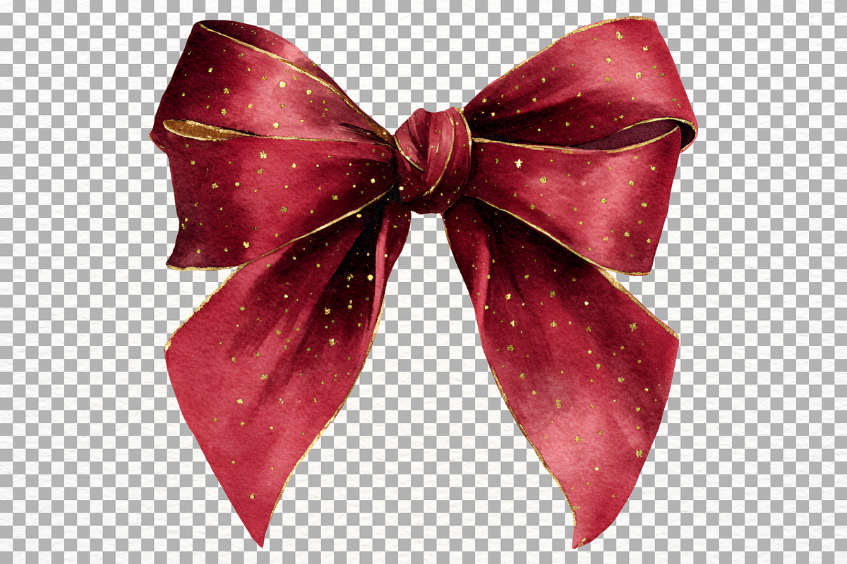 Watercolor Christmas Bow Clipart PNG, a Decorative Illustration by SugarCloudStudioArt (Photo 7 of 7)