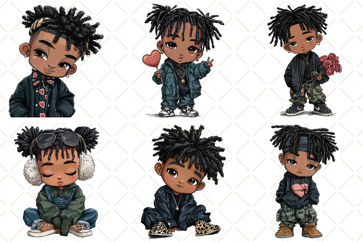 Valentine Holiday Black Boy Clipart, an Illustration by Black Bird Studio (Photo 2 of 6)