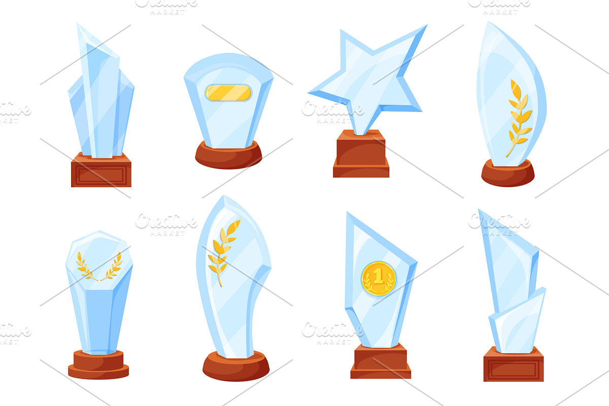 Glass trophy cups. Winner awards, an Object Illustration by Stock-Smart-Start