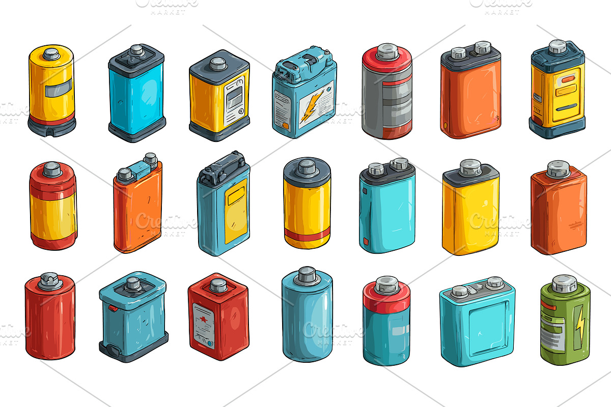 Isometric batteries. Lithium, a Technology Illustration by Stock-Smart-Start