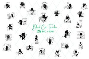 Black Cat Teacher Vector Bundle, an Animal Illustration by SaymeDigitalCraft