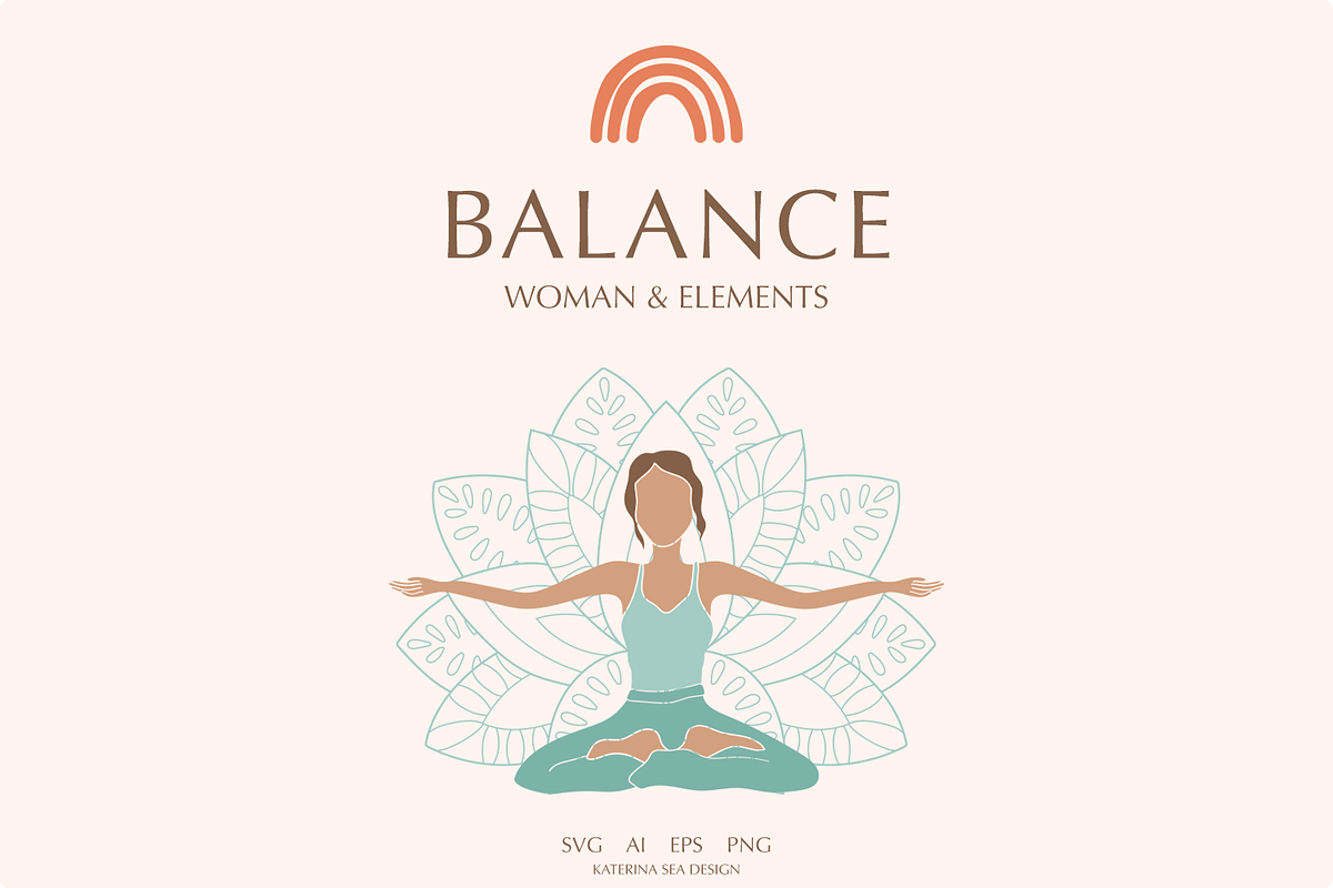 Balance - abstract woman & elements, a Healthcare Illustration by Katerina.Sea.Design (Photo 1 of 10)