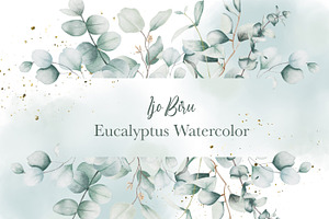 Eucalyptus Watercolor Gold Frames