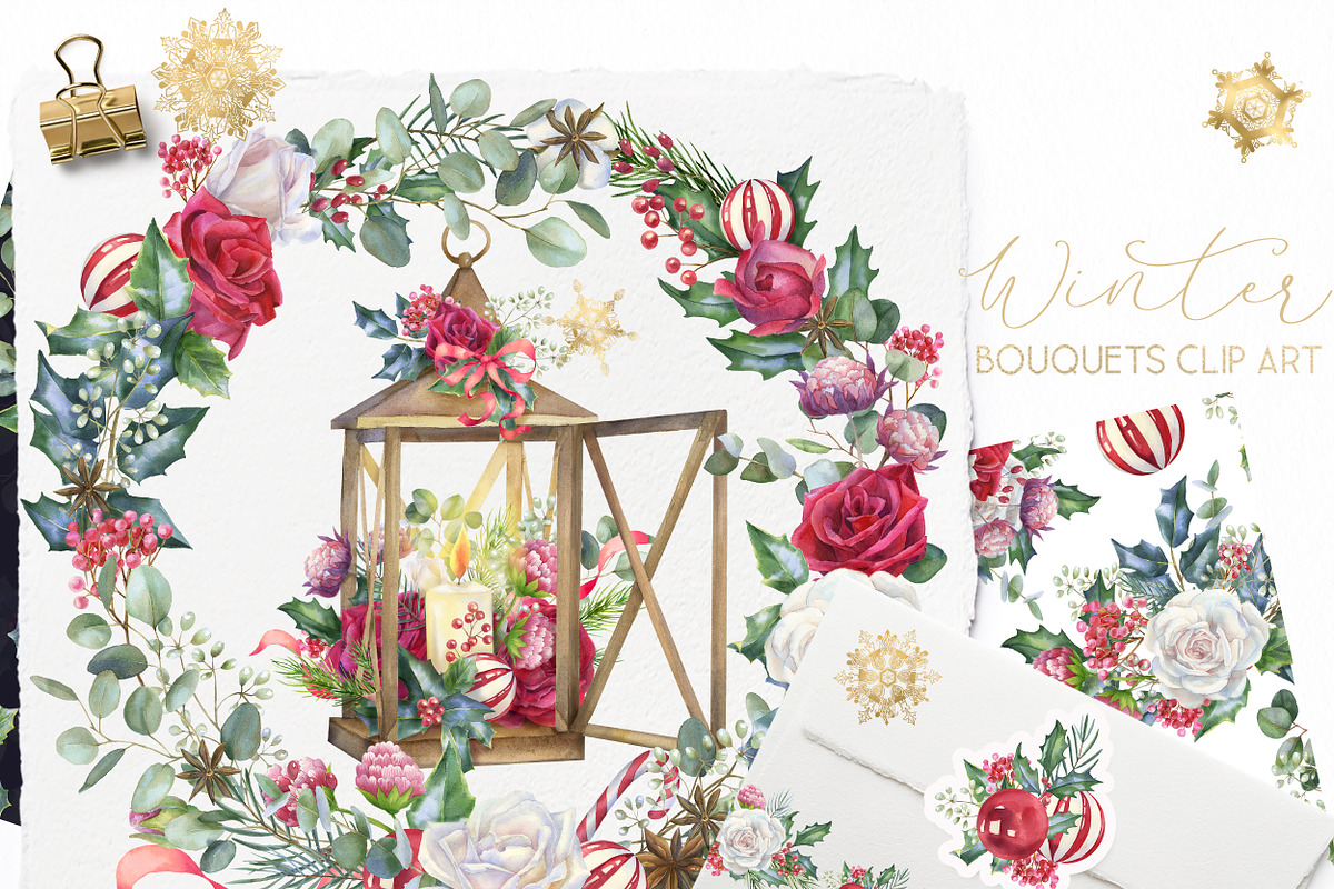 Christmas floral border, png frame, a Decorative Illustration by WonderWonder (Photo 11 of 11)