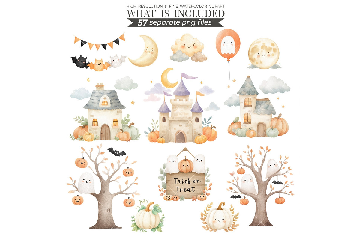 Watercolor Halloween Kids Clipart, an Illustration by CharmClipart (Photo 7 of 8)