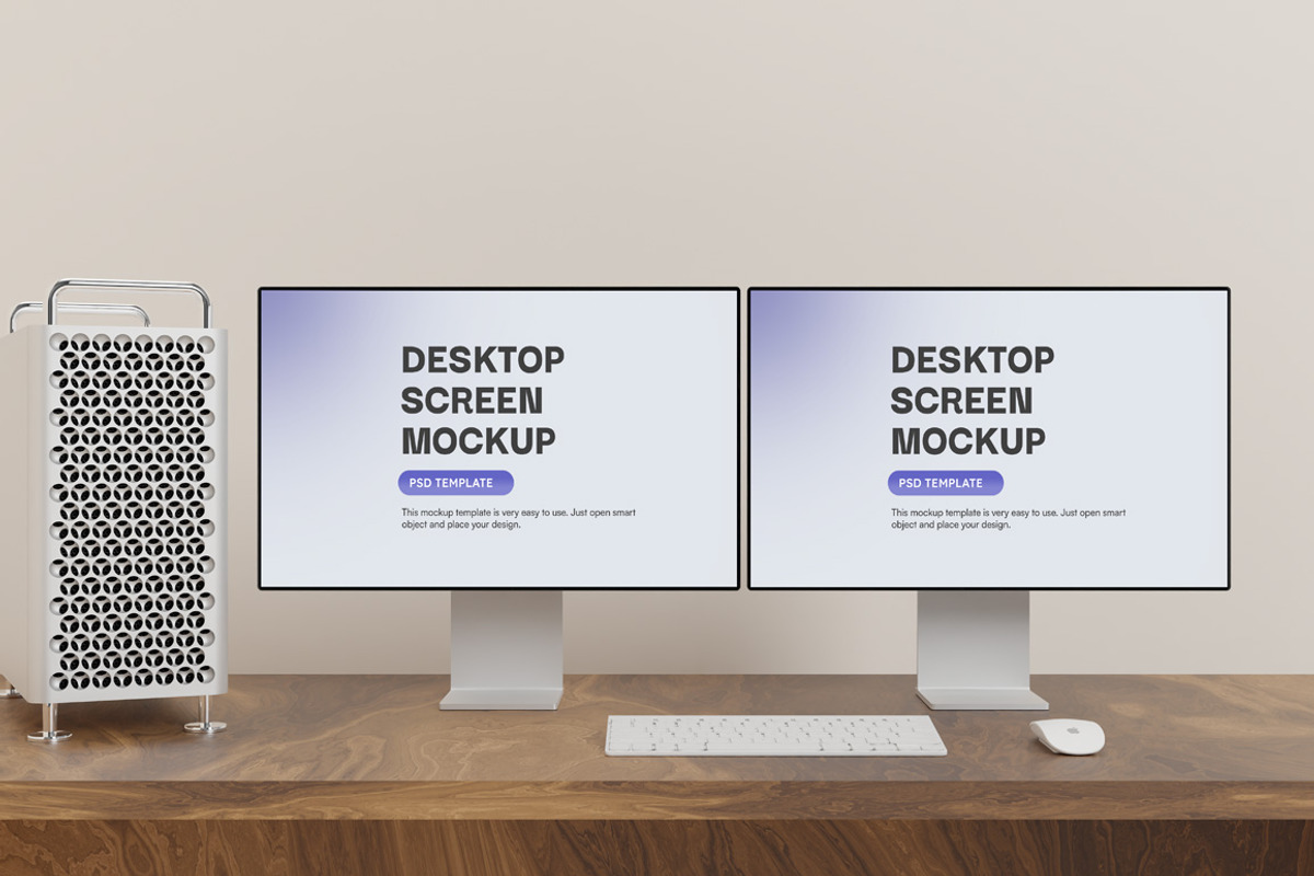 Mac Pro Desktop Screen Mockup Set, a Device Mockup by Modern Studio (Photo 2 of 4)