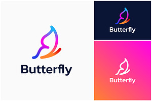 Butterfly Colorful Gradient Logo