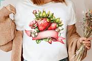 Whimsical Spring Strawberry Clipart, an Illustration by SVGArt (Thumbnail 7 of 9)