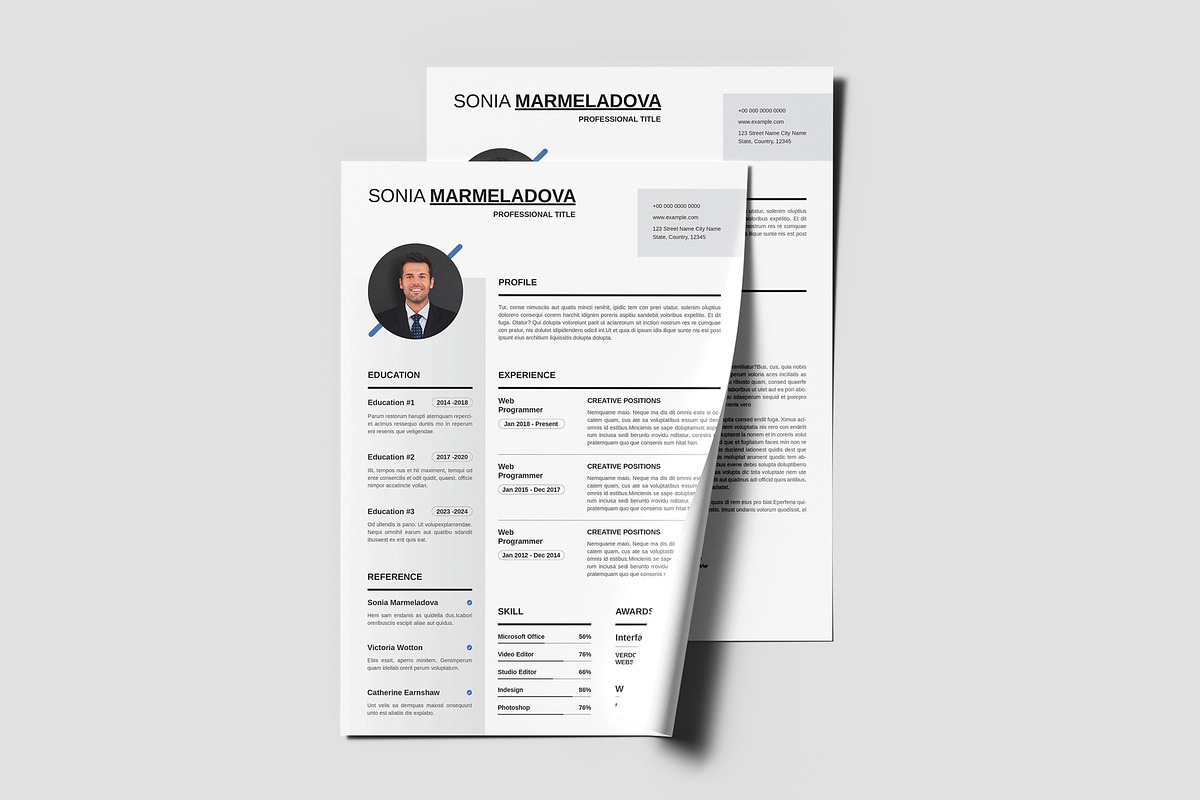 Clean Resume CV Template, a Resume Template by PixelStudio (Photo 3 of 4)