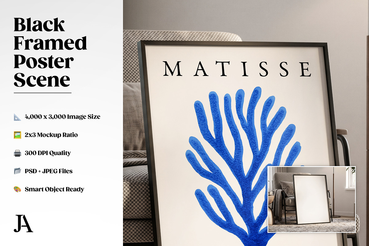 Black Framed Poster 2x3 PSD Mockup, a Household Mockup by Julian Adams (Photo 2 of 3)