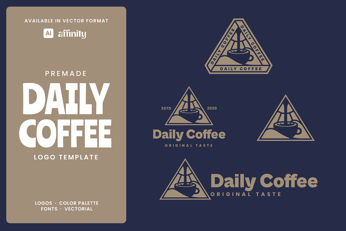 Daily Coffee Logo Template, a Branding & Logo Template by Headfonts (Photo 1 of 3)