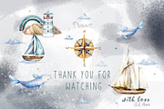 Ship. Dream adventure.Watercolor set, an Illustration by Ann Art Houze (Thumbnail 8 of 8)