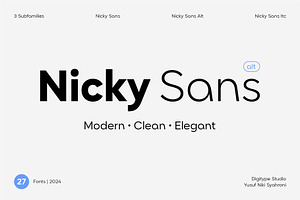 Nicky Sans Complete Family, a Sans Serif Font by Digitype Studio