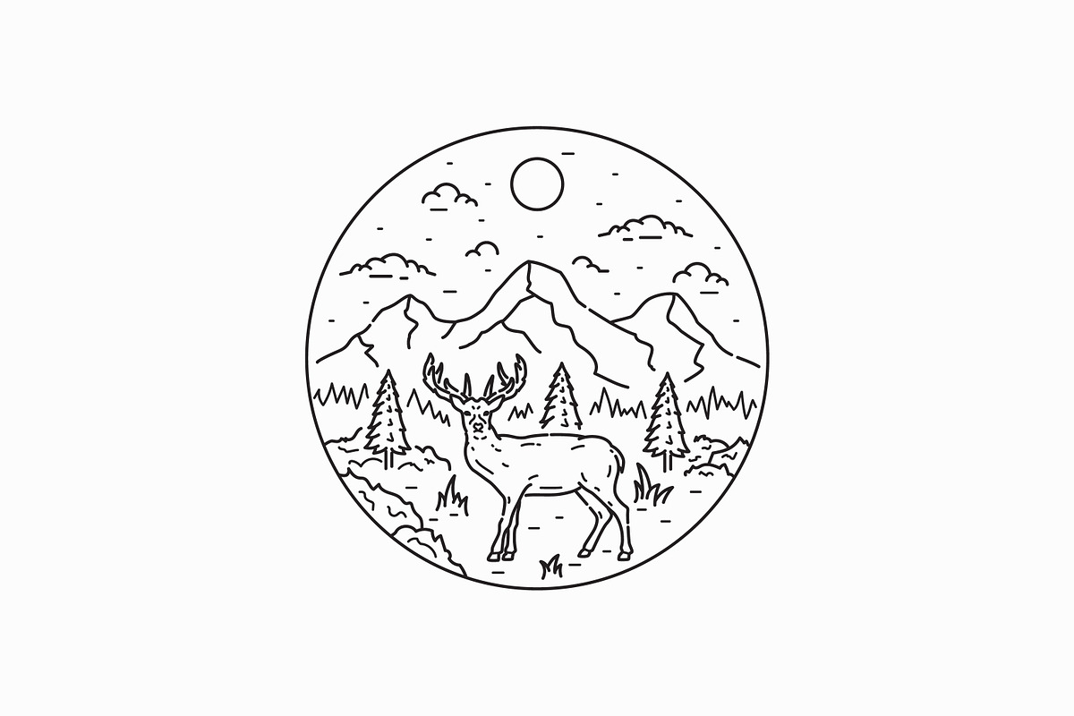 Deer Wildlife Mountain Forest Logo, a Branding & Logo Template by Signatoro (Photo 2 of 2)