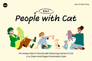 People with Cats Flat Illustration, a Person Illustration by SLAB! Design