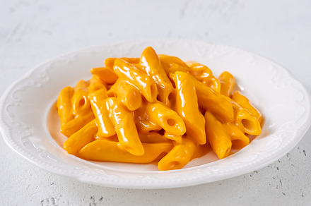 Pasta with cheese sauce, a Food & Drink Photo by Alexander Prokopenko
