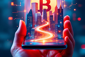 Bitcoin Cryptocurrency Cityscape on, a Technology Photo by Stock Shape