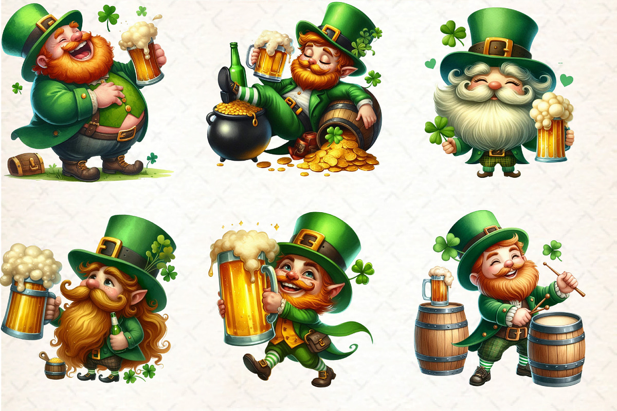 St Patricks Day Leprechaun Drinking, an Illustration by DreamCafeArt (Photo 3 of 4)