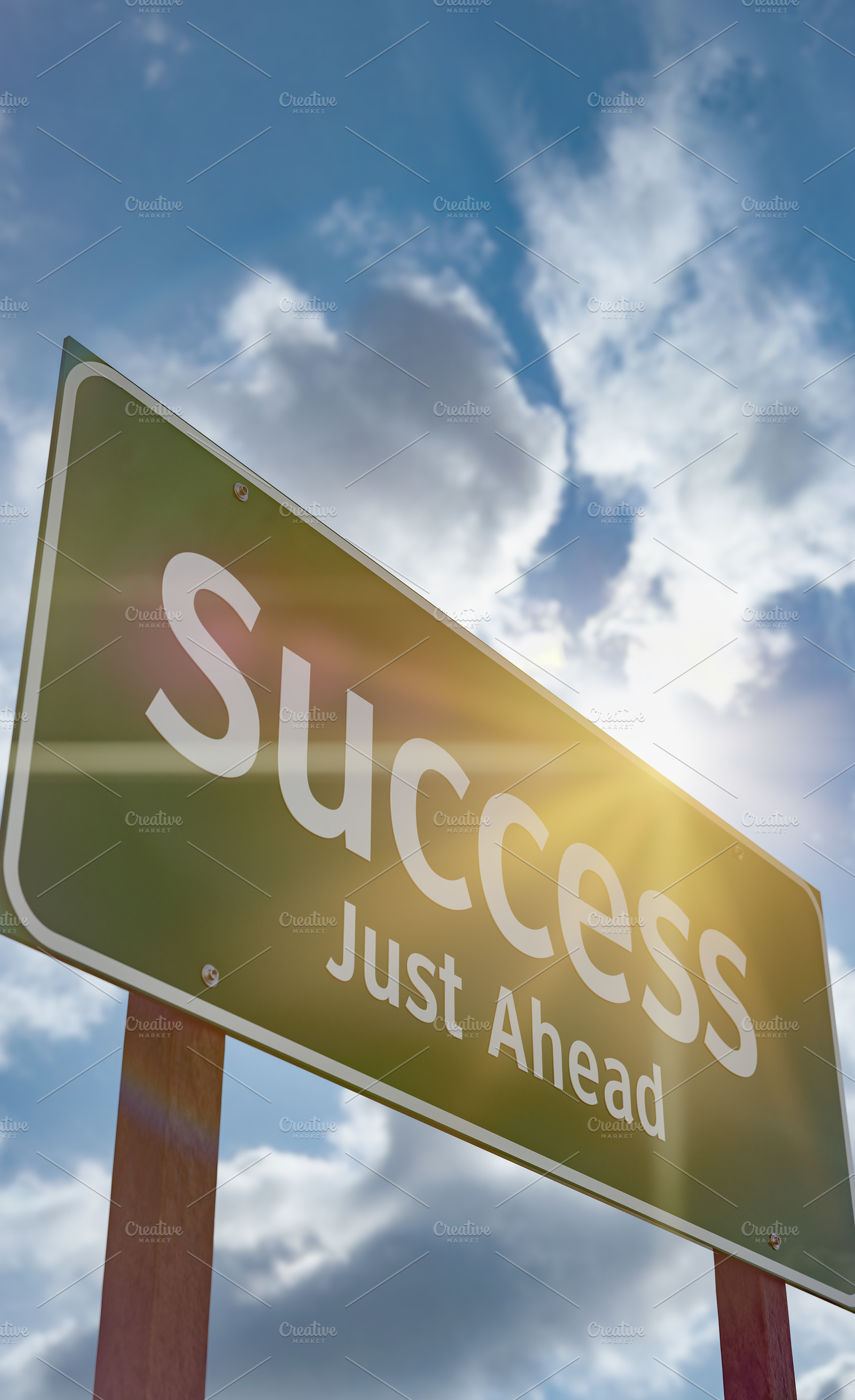 Success Just Ahead Green Road Sign, a Transportation Photo by Andy Dean Photography