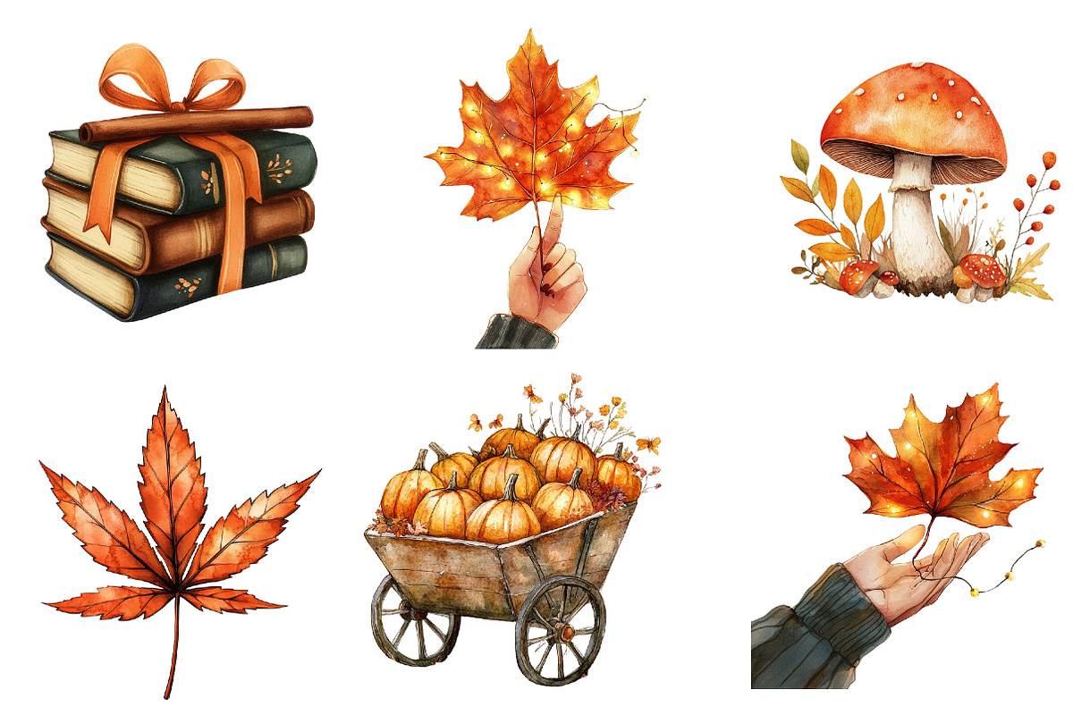 Burnt Orange Autumn Clipart, an Illustration by Watercolor design (Photo 4 of 5)