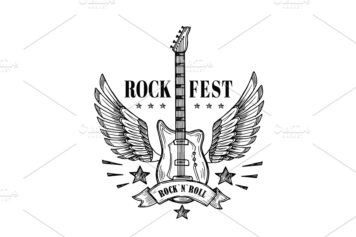 Guitar with wings. Music festival, a Background Graphic by Valerie Bodnar