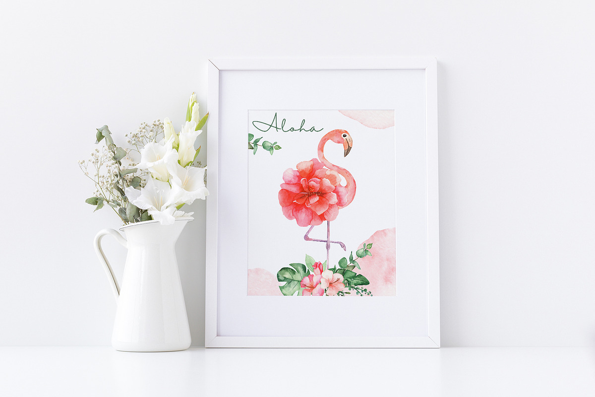 Flamingos and tropics Watercolor, an Illustration by Marina Ermakova (Photo 6 of 13)