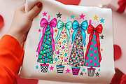 Retro Christmas Trees Bow Clipart, a Seasonal Illustration by CrexoraLab (Thumbnail 2 of 4)