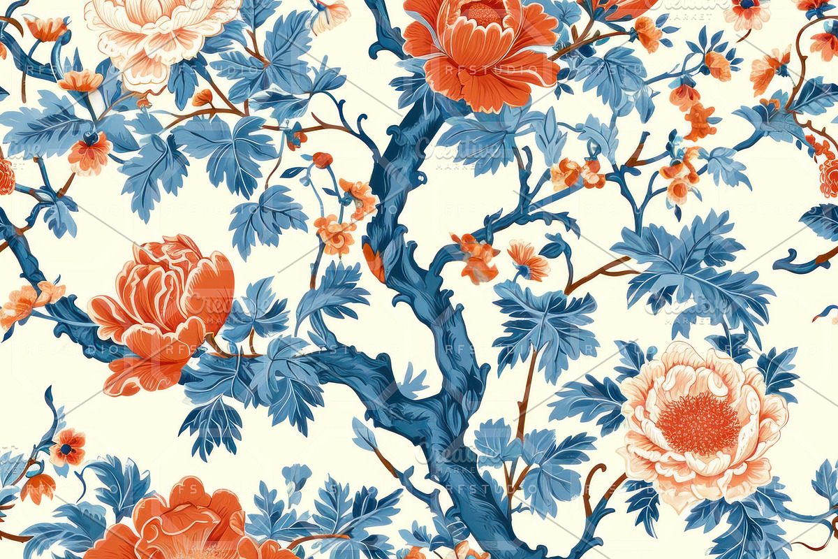GEISHA GARDEN. Seamless Pack, a Texture Illustration by RefinedFantasyStudio (Photo 7 of 9)