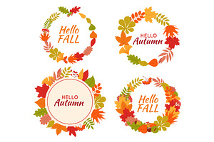 Autumn leaves round frames. Cute, an Object Illustration by YummyBuum