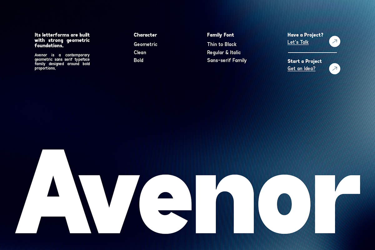Avenor - Geometric Sans Serif Font, a Sans Serif Font by roomspace creative lab (Photo 1 of 9)