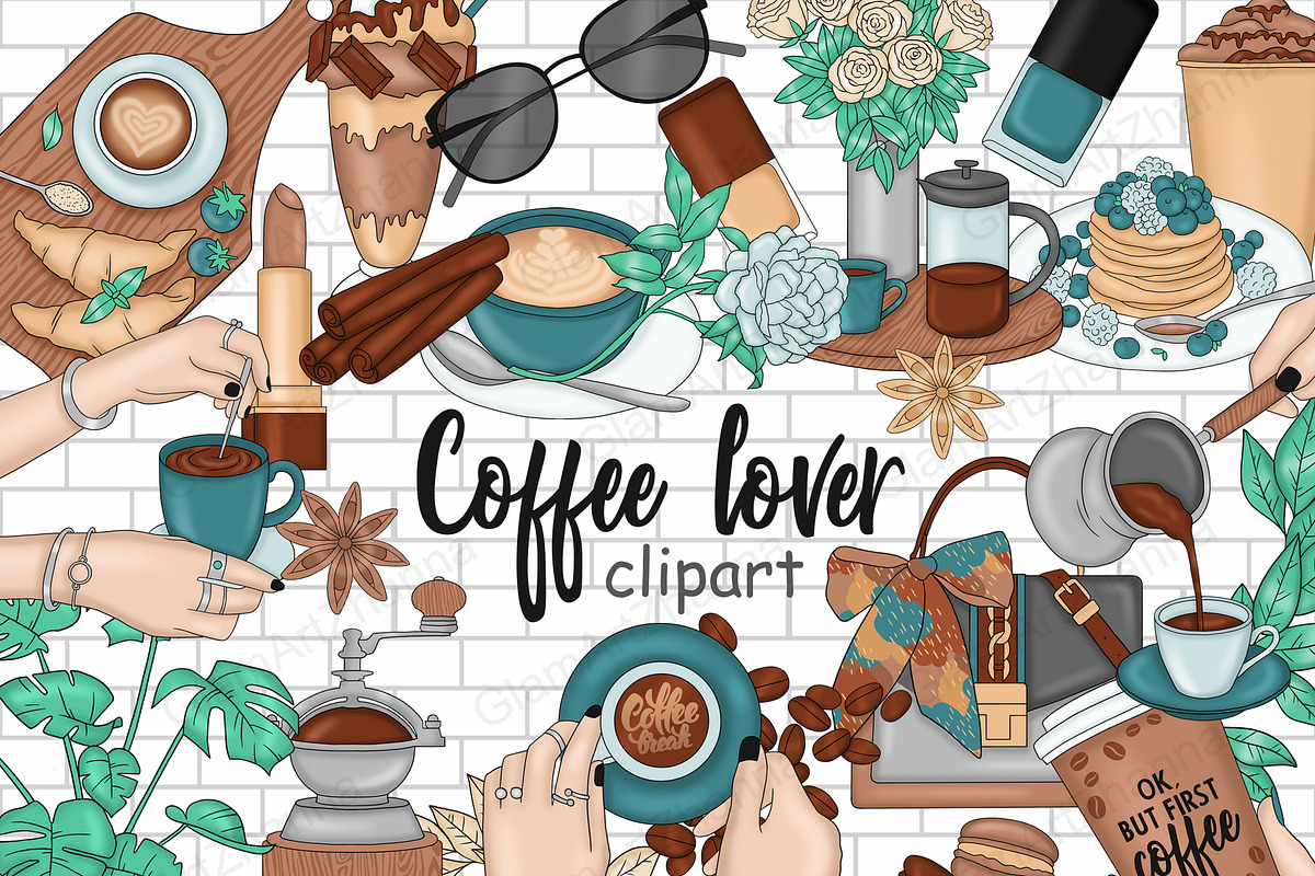 Coffee Lover Clipart, an Illustration by GlamArtZhanna (Photo 1 of 4)