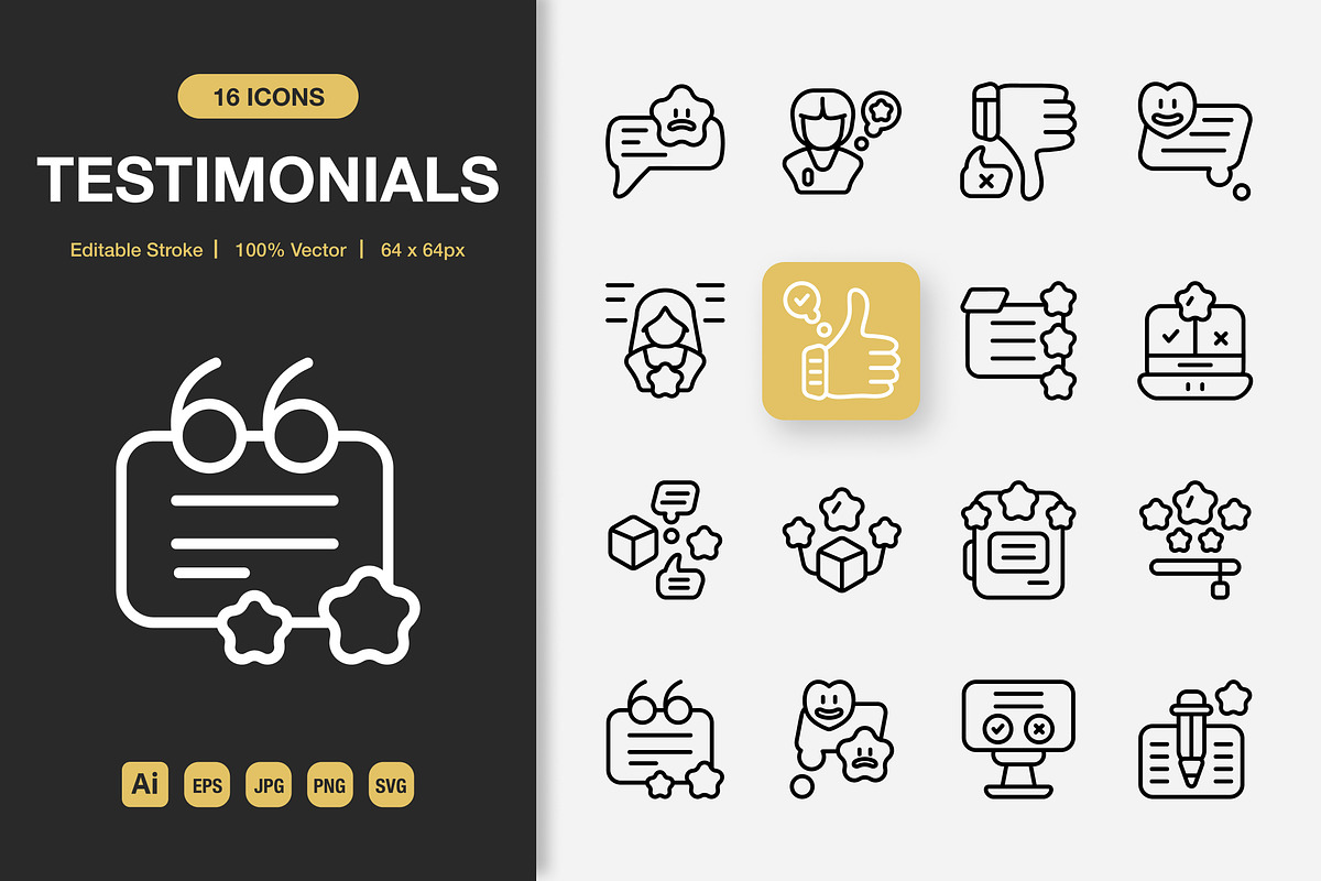 Testimonials Outline Icons, an Outline Icon by Spacepixel Creative