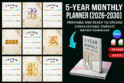5-Year Monthly Planner (2026–2030), a Stationery Template by Designmela01 (Thumbnail 1 of 10)