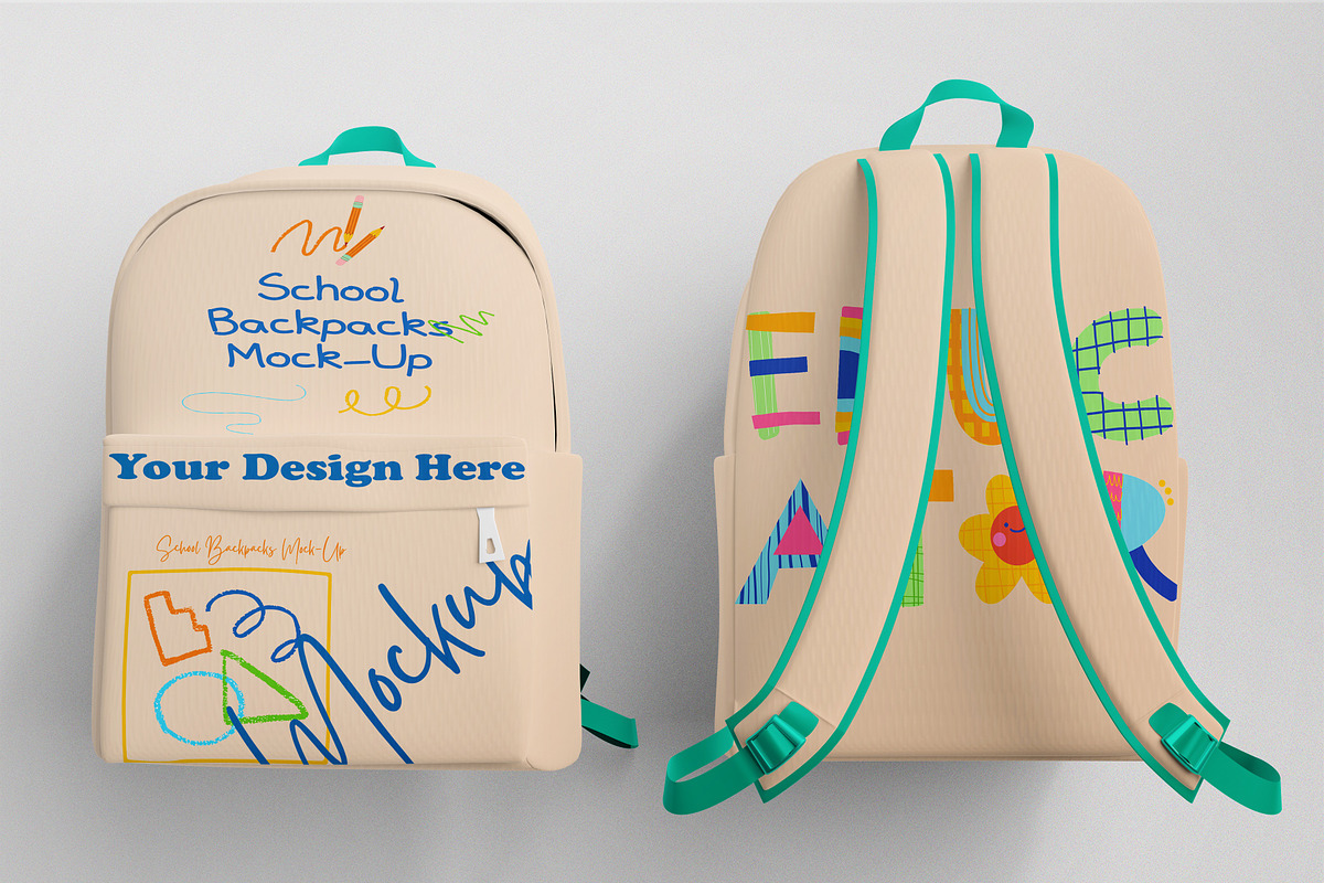 School Backpacks Mock-Ups, a Packaging Mockup by 2M GRAPHICS DESIGN (Photo 5 of 5)