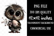 Spring Owl Whimsical Clipart, a Seasonal Illustration by Designking (Thumbnail 4 of 5)