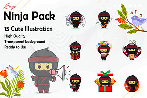 Ninja Emojis Mascot Vector Pack