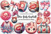Watercolor Retro Girly Baseball Clip, an Illustration by Designworld (Thumbnail 1 of 7)