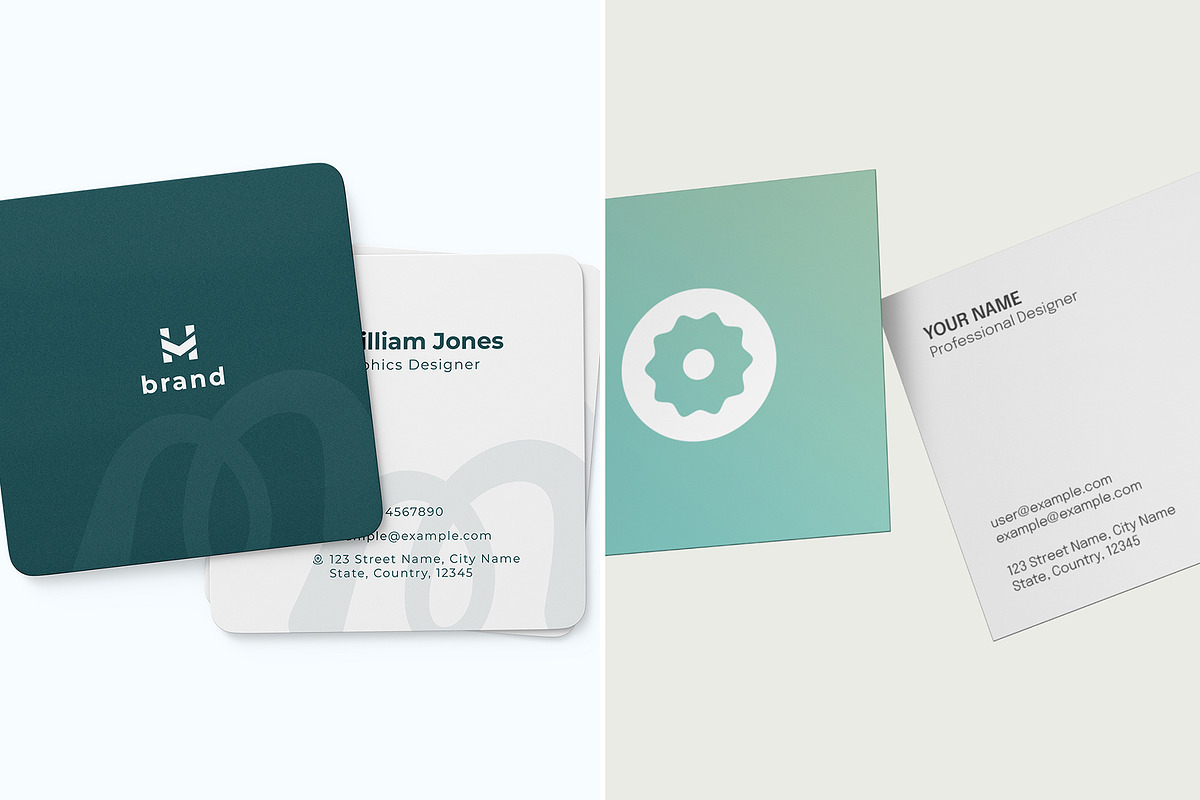 Square Business Card Mockup Bundle, an Advertising Mockup by graphypix (Photo 4 of 14)