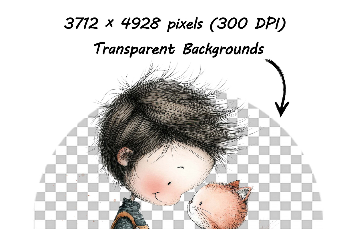 Whimsical Girl & Dog Love Clipart, a Graphic by one-touch (Photo 13 of 16)