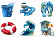 Water Park Watercolor Collection, an Illustration by Black Bird Studio (Thumbnail 6 of 6)