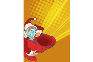 Pop Art Retro Santa Claus holding a