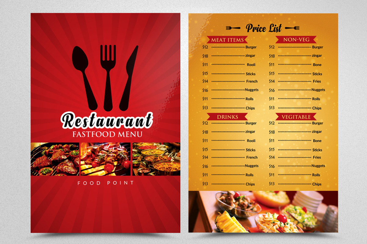 Restaurant Menu Flyer Template, a Flyer Template by Psd Templates