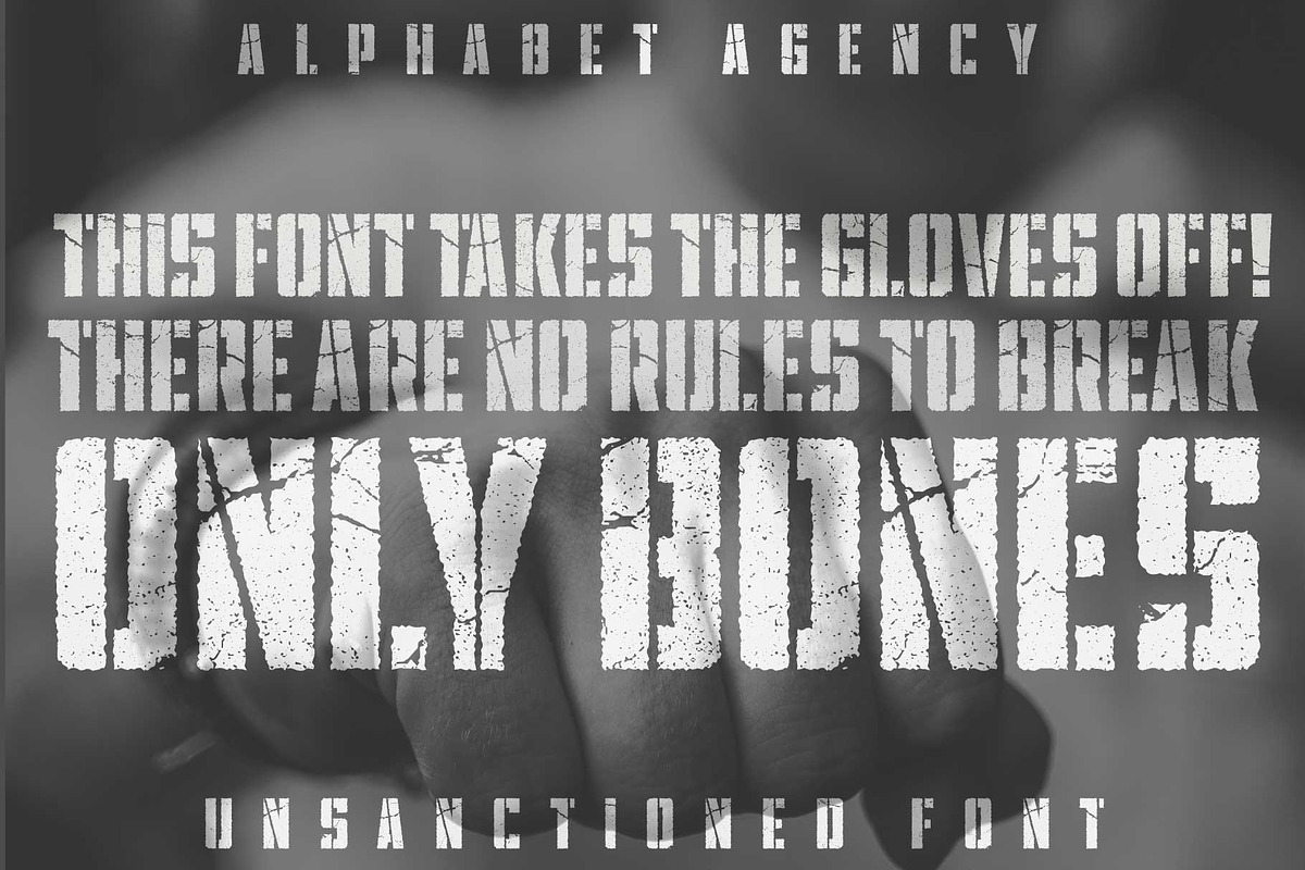 UNSANCTIONED DISTRESSED STENCIL FONT, a Font by Alphabet Agency (Photo 5 of 9)