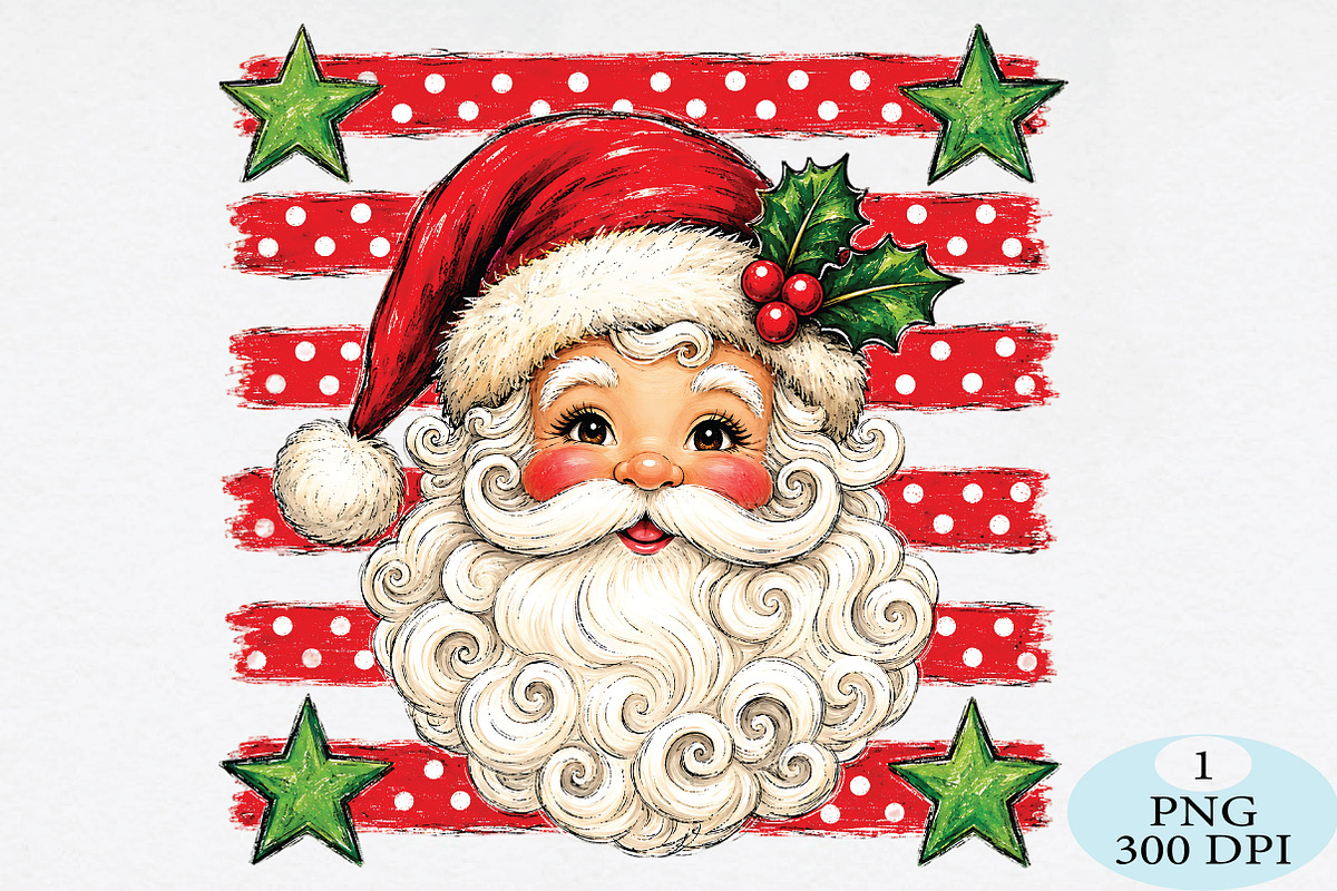 Cute Santa Face PNG, a Seasonal Illustration by Daily.Designs (Photo 1 of 5)