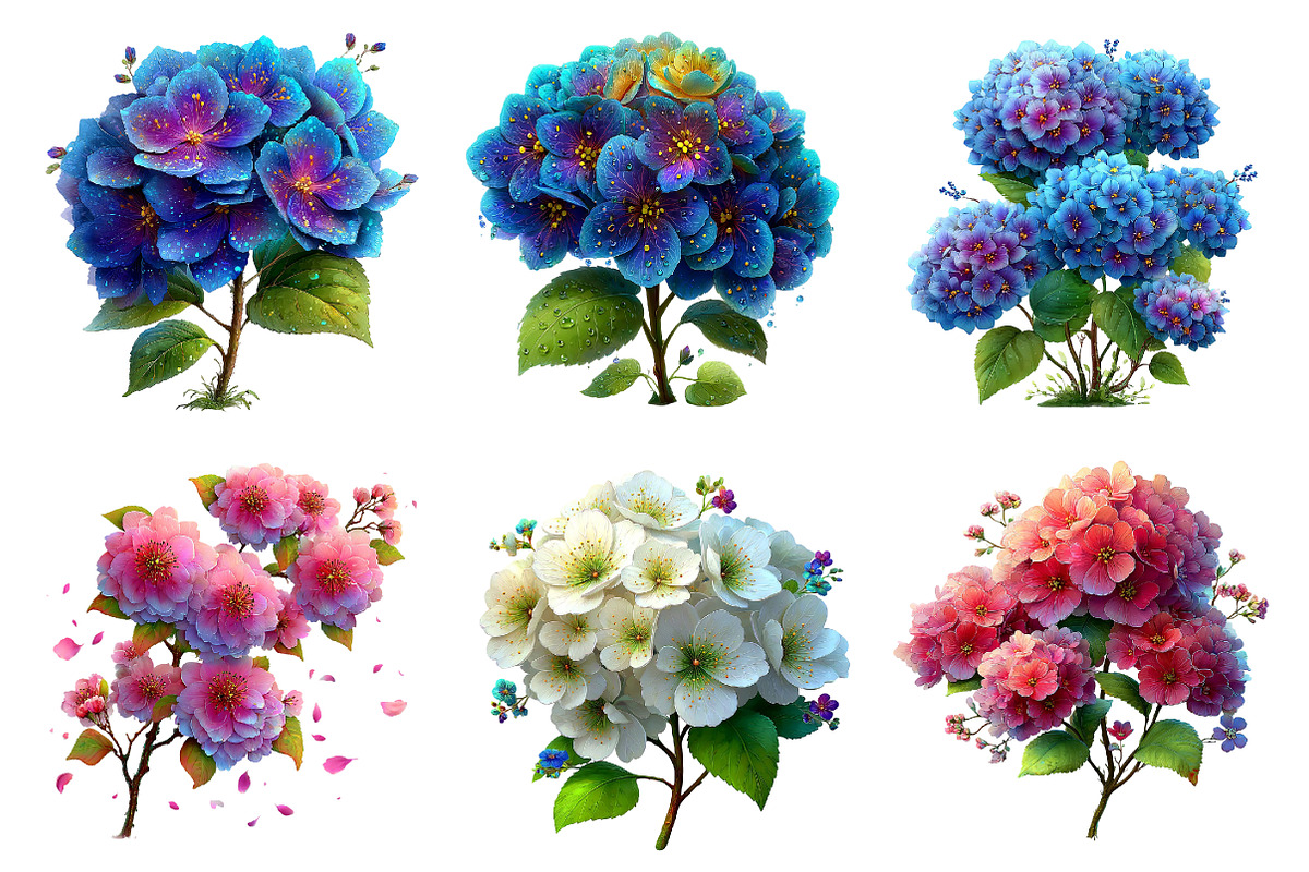 Spring Blooming Hydrangea Clipart, an Illustration by Dream Creation (Photo 2 of 7)