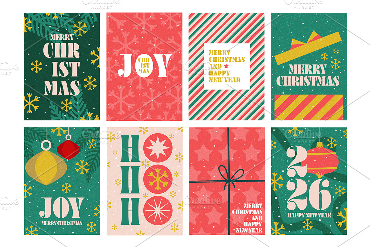 16 Modern Retro Holiday Cards, a Background Graphic by Creative Graphics (Photo 3 of 6)