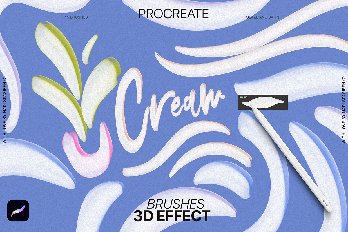 3D effect Procreate Brushes, a Brush Add-On by Spasibenko Art