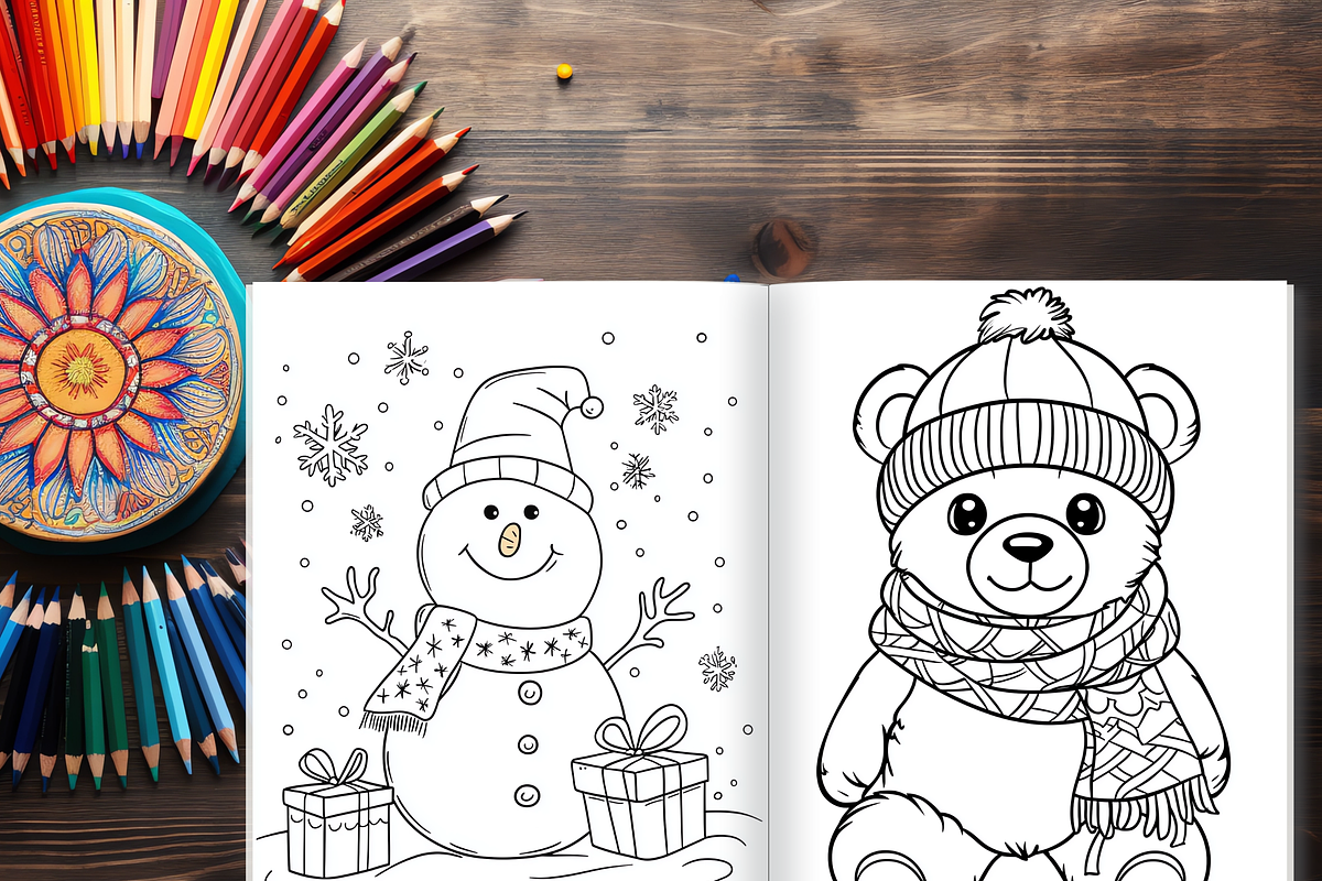 Christmas Coloring Pages for Kids, a Brochure Template by LA Design (Photo 6 of 10)