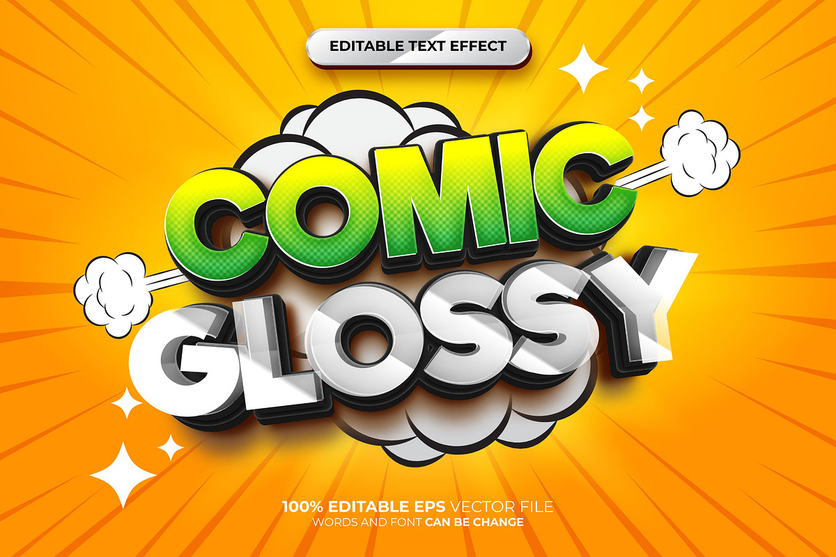 Comic Glossy 3D Editable Text Effect, a Layer Style Add-On by Md Jahidul99 (Photo 1 of 2)